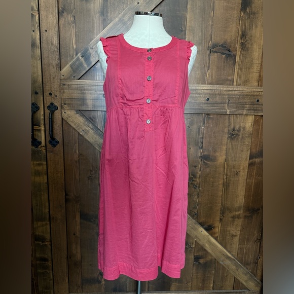 Burberry Brit Red Magenta Dark Pink Empire Waist Flutter Sleeve Dress Size 10 - Picture 1 of 12
